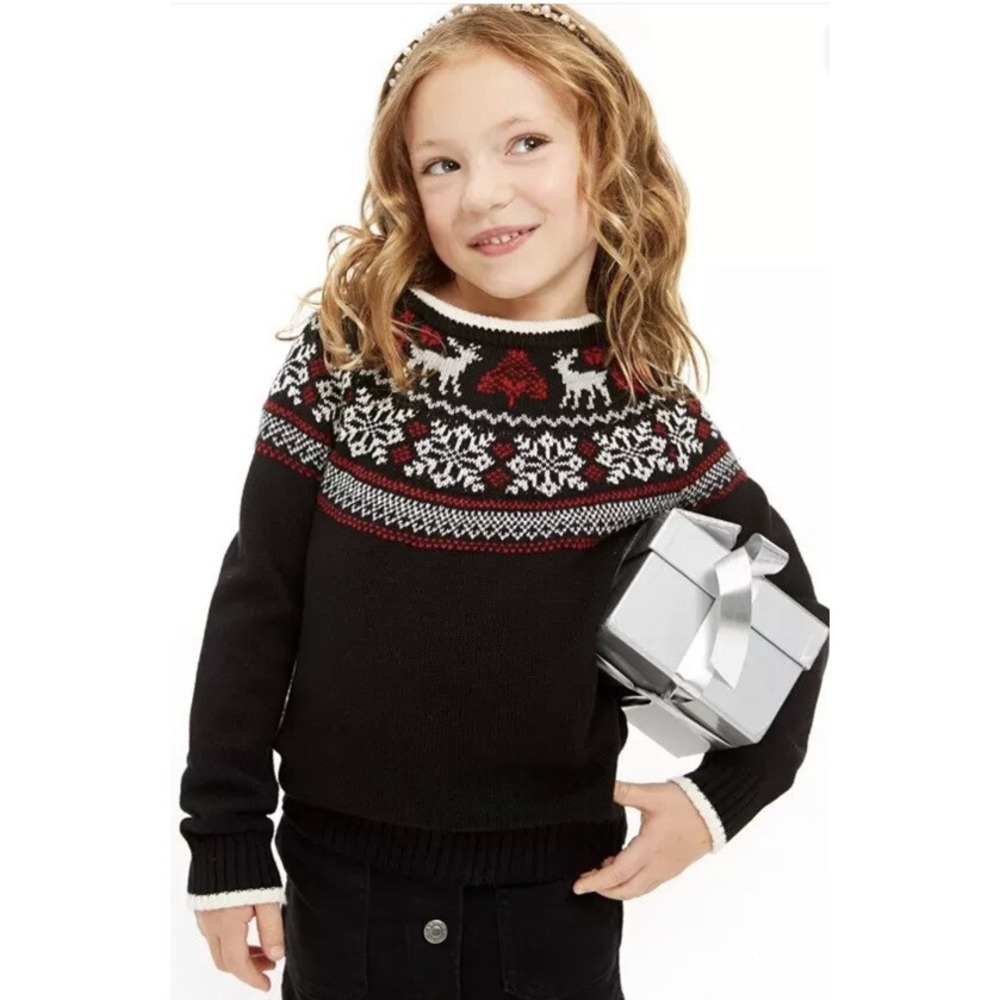 Charter‎ Club Little Girls Fair Isle Family Sweater Black Size 5